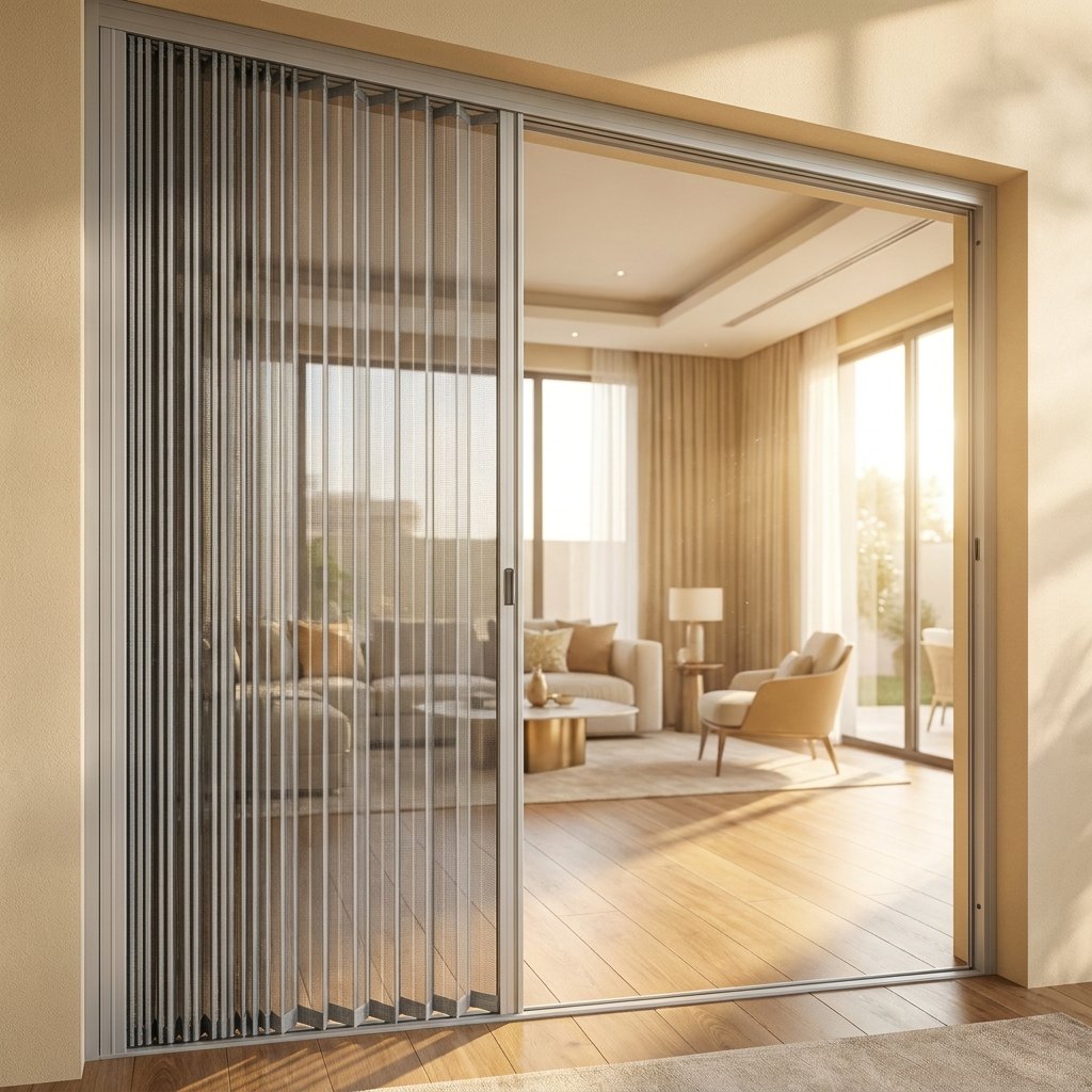 Pleated wide-span screen